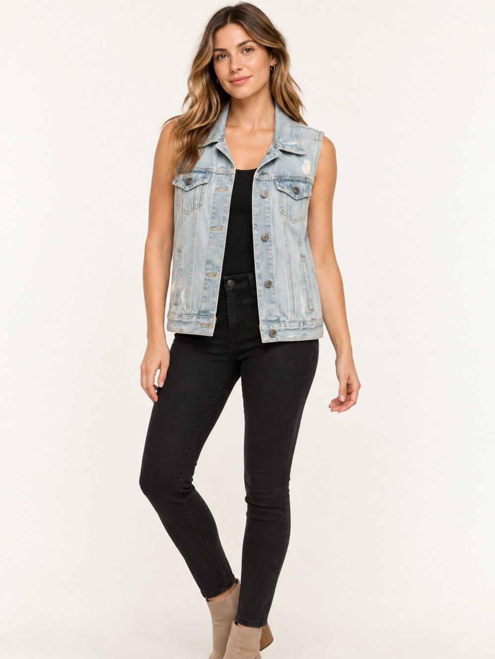 Abercrombie & Fitch Light Blue Denim Vest - Women's Sleeveless Jacket